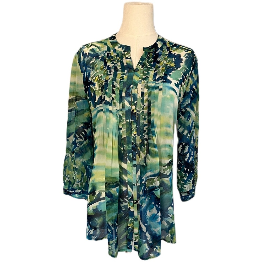 CHICO’S sheer button up blouse